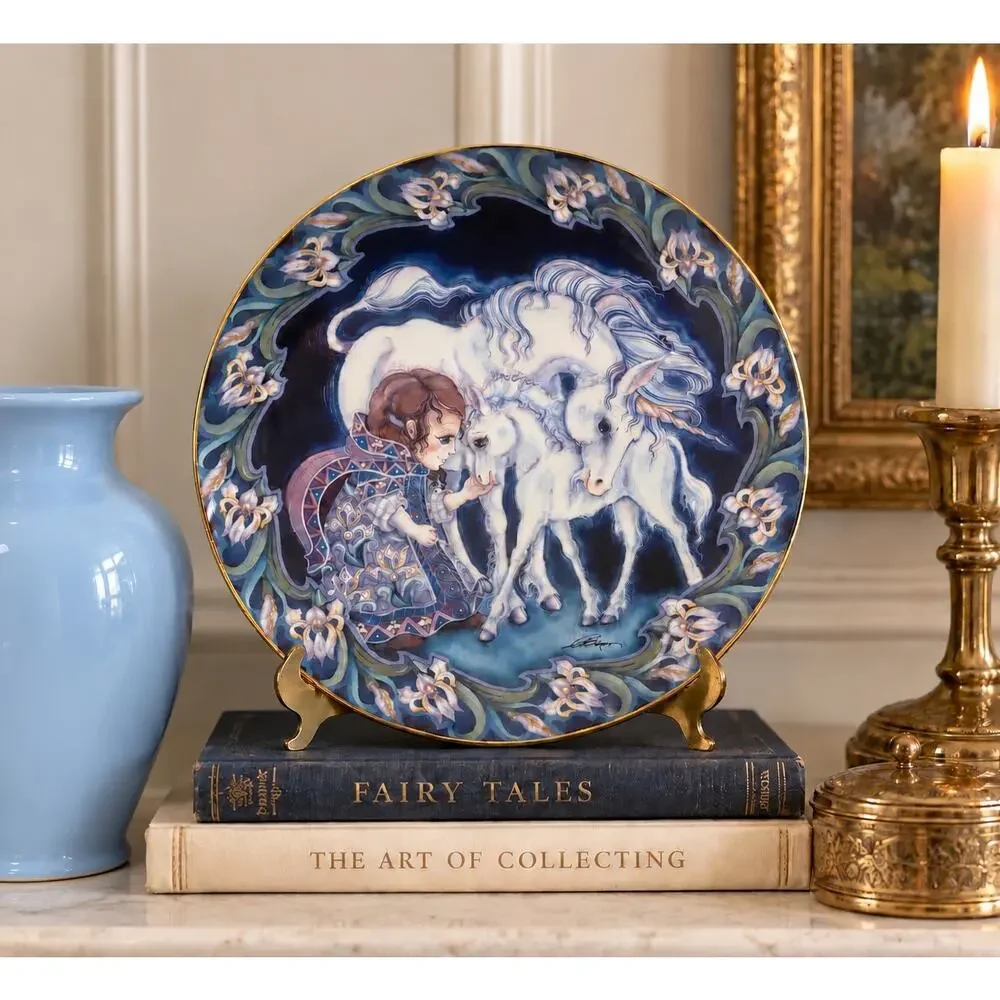 Vintage 1990 Jody Bergsma Rainbow To Ride On Unicorn Reco Plate 8.5”